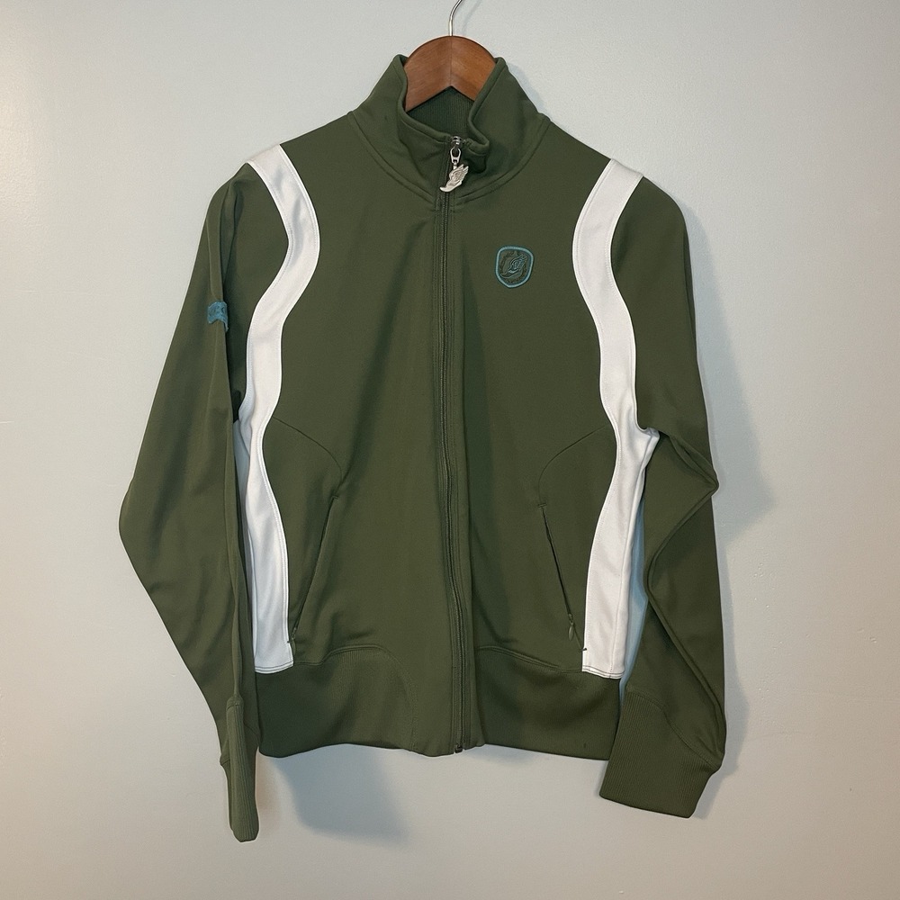 Saucony Retro Running Track Jacket Green White Woman Size M Full Zip